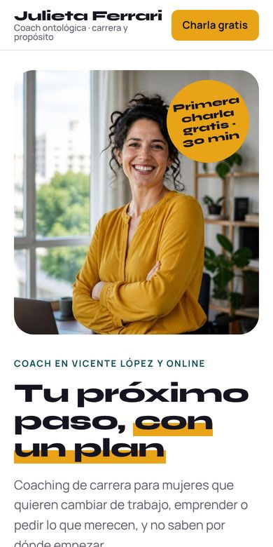 Sample coach website on a phone