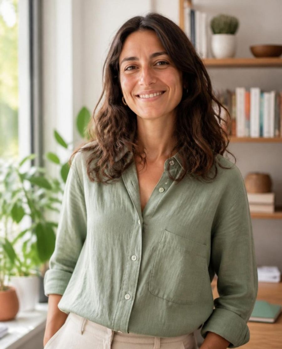 Valentina Ríos, nutricionista, sonriendo en su consultorio