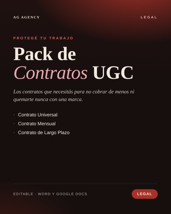 Pack de Contratos UGC (Universal, Mensual y Largo Plazo)