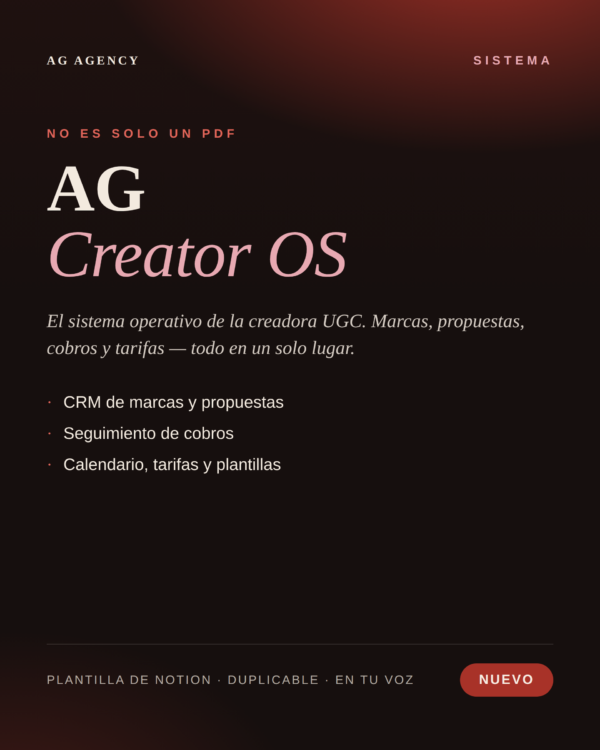 AG Creator OS — el sistema Notion para tu negocio de UGC