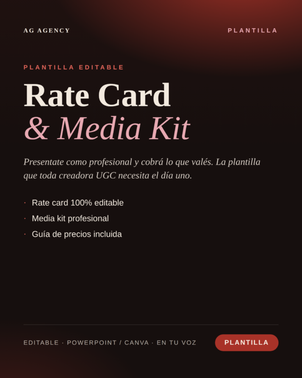 Rate Card + Media Kit — Plantilla editable para Creadoras UGC
